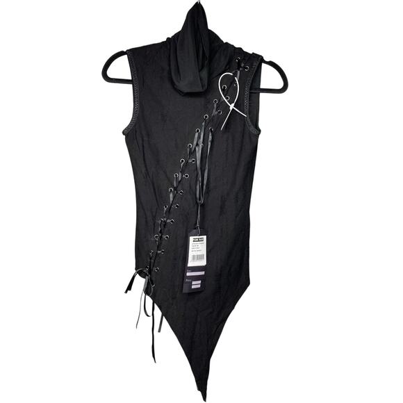 Punk Rave Personality Asymmetric High Collar Sleeveless Punk T-shirt XS/S NWT - Picture 2 of 10